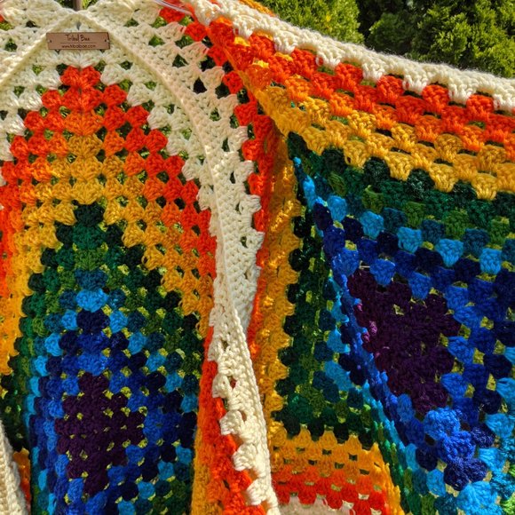 Color Fest Ruana Handmade Crochet by Tribal Bae - Picture 9 of 12